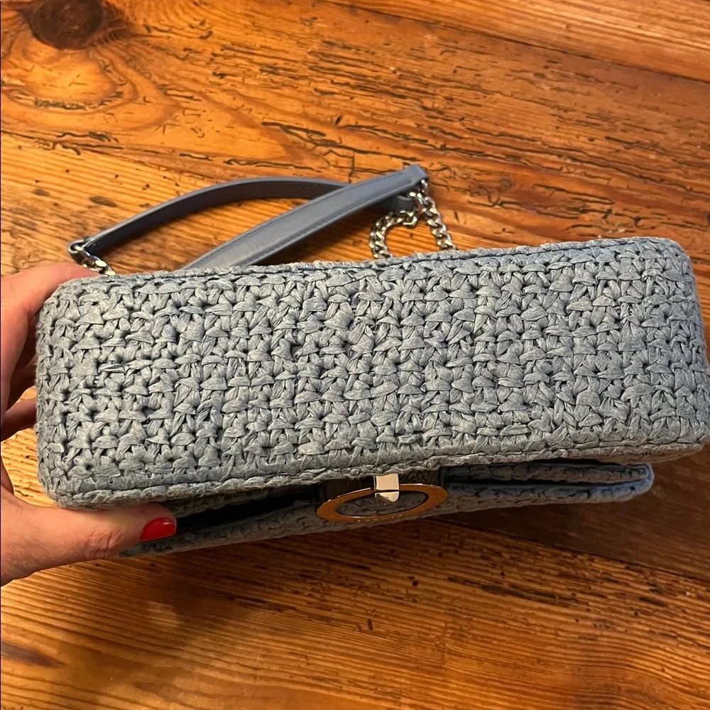 Sandro Raffia YZA Bag in Blue
